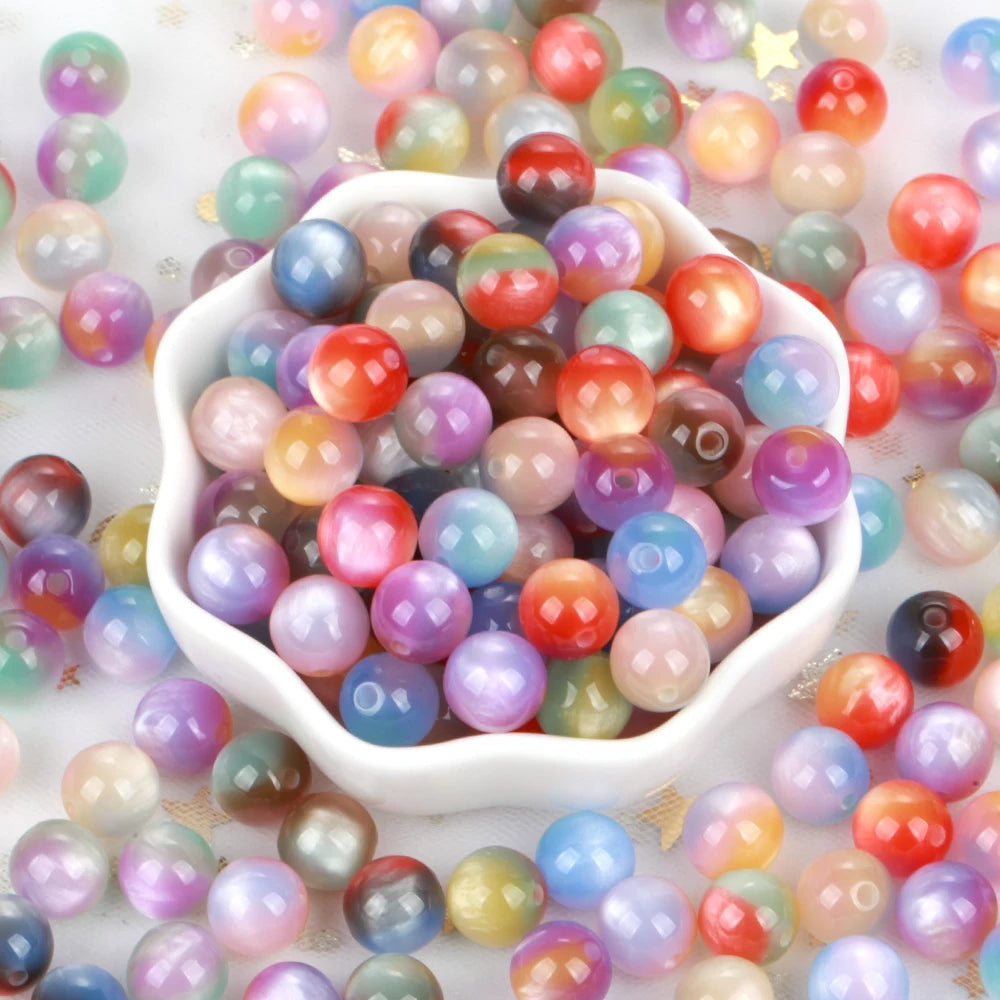 100Pcs Colorful Resin Beads Red Yellow Blue 8-16mm Round Loose Spacer Beads For Jewelry Making DIY Bracelet Necklace Handmade