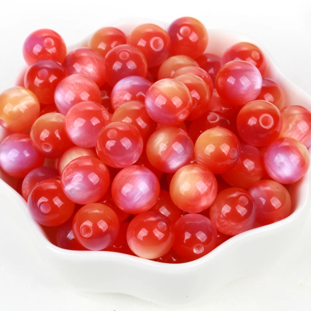 100Pcs Colorful Resin Beads Red Yellow Blue 8-16mm Round Loose Spacer Beads For Jewelry Making DIY Bracelet Necklace Handmade