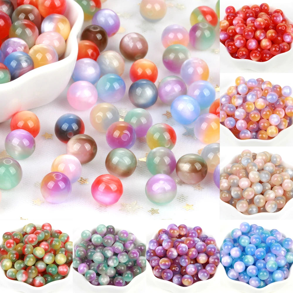 100Pcs Colorful Resin Beads Red Yellow Blue 8-16mm Round Loose Spacer Beads For Jewelry Making DIY Bracelet Necklace Handmade