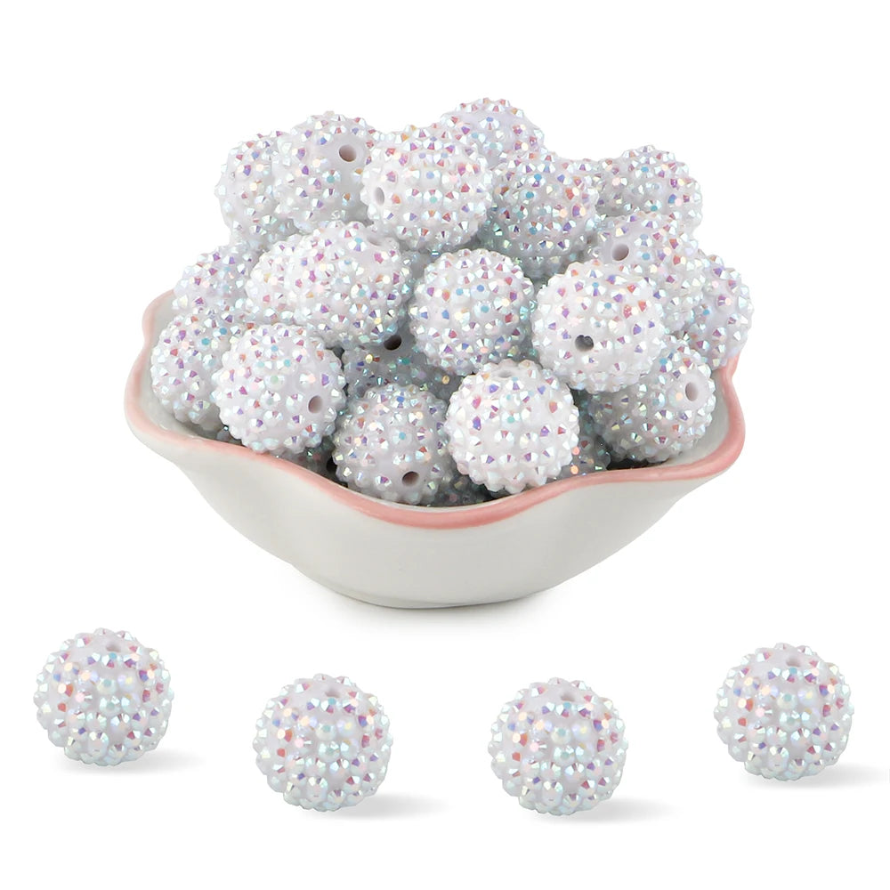 50pcs 14/16/20mm Rhinestone Resin Bayberry Ball Beads For Jewelry Making Fashion Loose Spacer Acrylic Beads Accessories