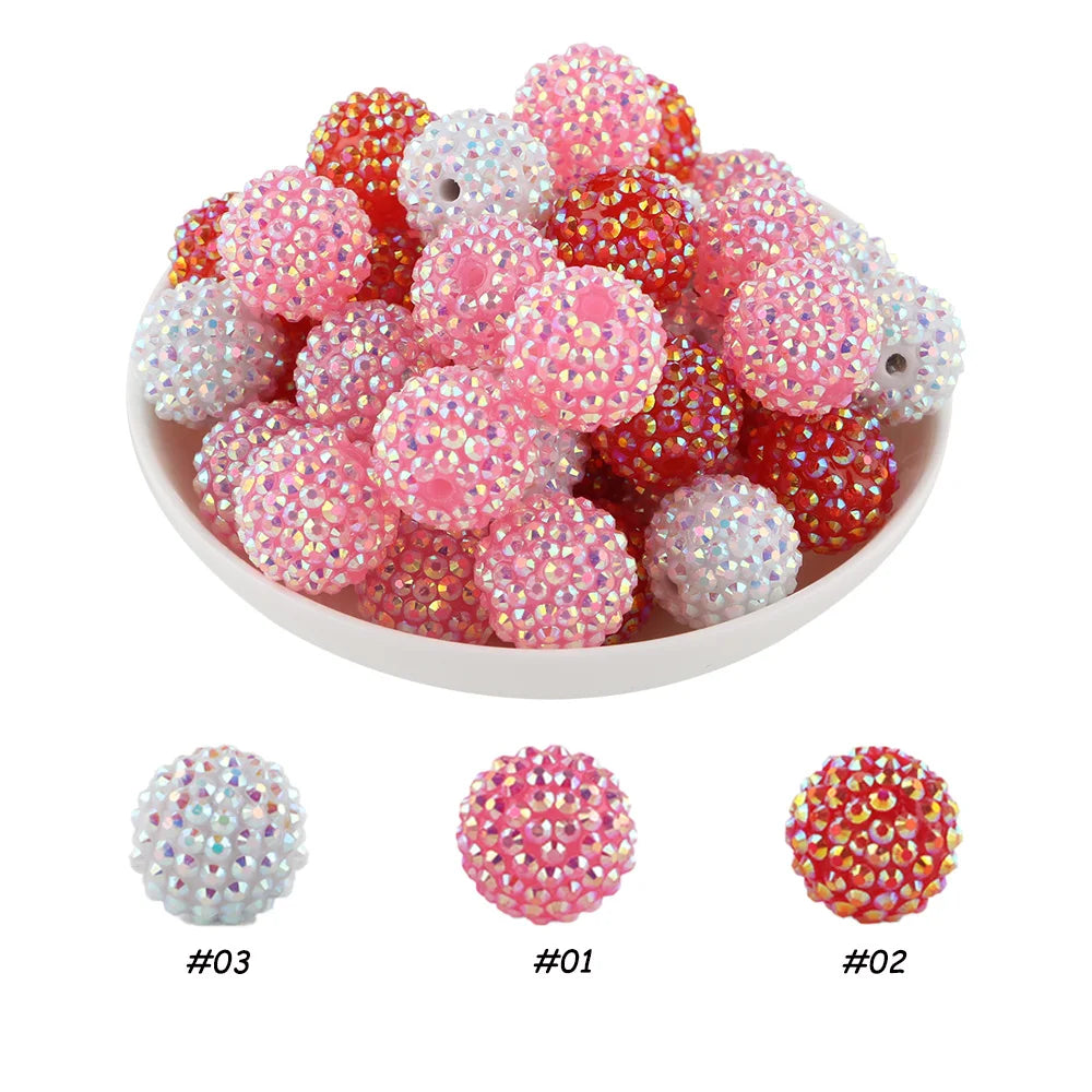 50pcs 14/16/20mm Rhinestone Resin Bayberry Ball Beads For Jewelry Making Fashion Loose Spacer Acrylic Beads Accessories