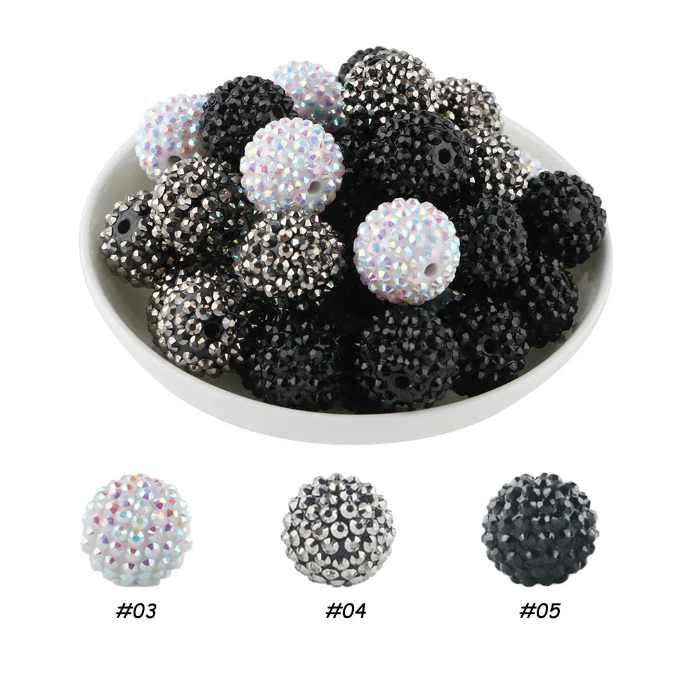 50pcs 14/16/20mm Rhinestone Resin Bayberry Ball Beads For Jewelry Making Fashion Loose Spacer Acrylic Beads Accessories