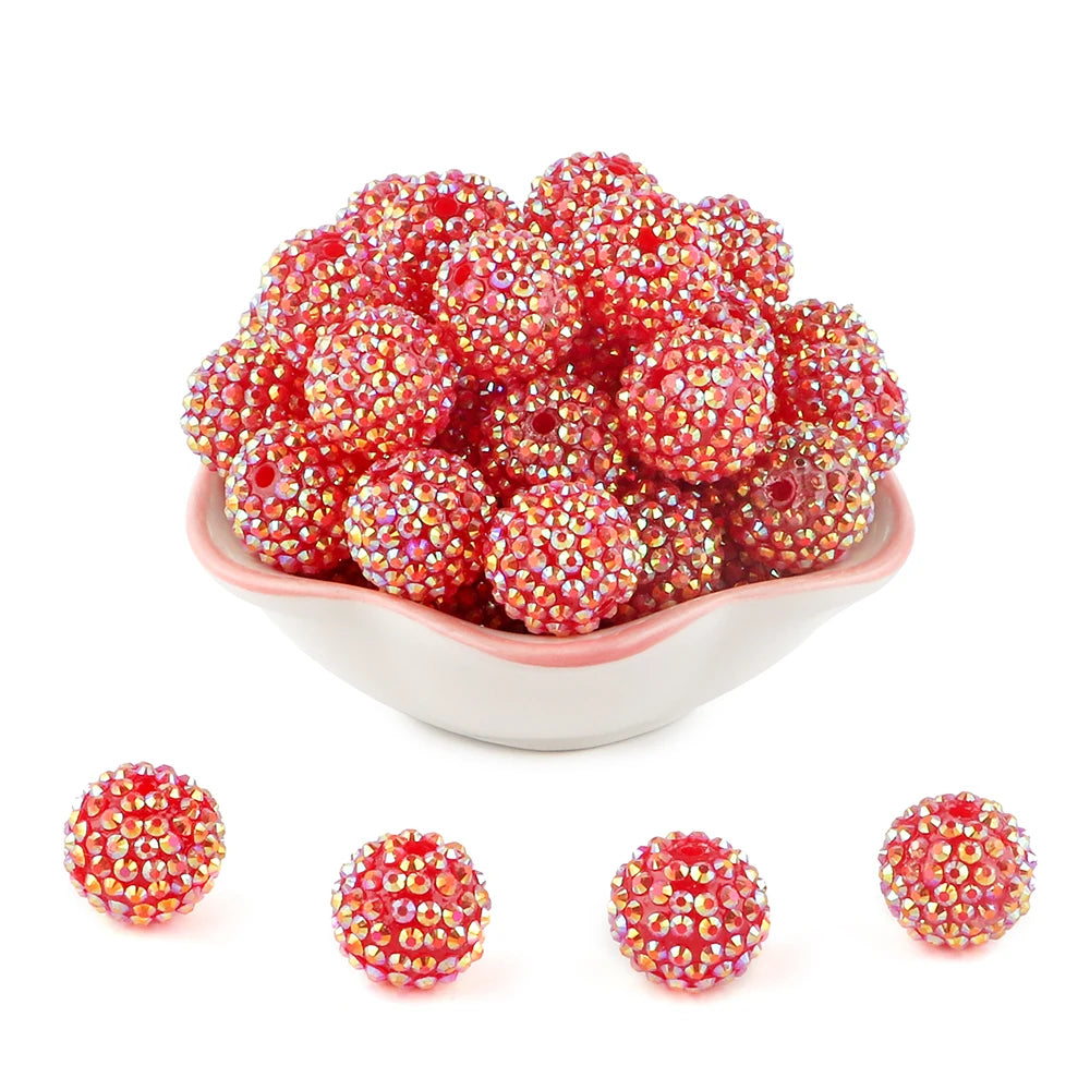 50pcs 14/16/20mm Rhinestone Resin Bayberry Ball Beads For Jewelry Making Fashion Loose Spacer Acrylic Beads Accessories