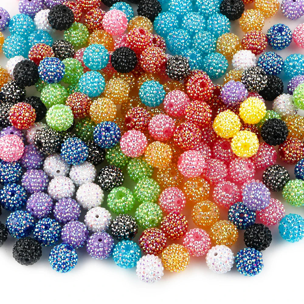 50pcs 14/16/20mm Rhinestone Resin Bayberry Ball Beads For Jewelry Making Fashion Loose Spacer Acrylic Beads Accessories