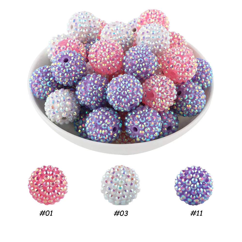 50pcs 14/16/20mm Rhinestone Resin Bayberry Ball Beads For Jewelry Making Fashion Loose Spacer Acrylic Beads Accessories