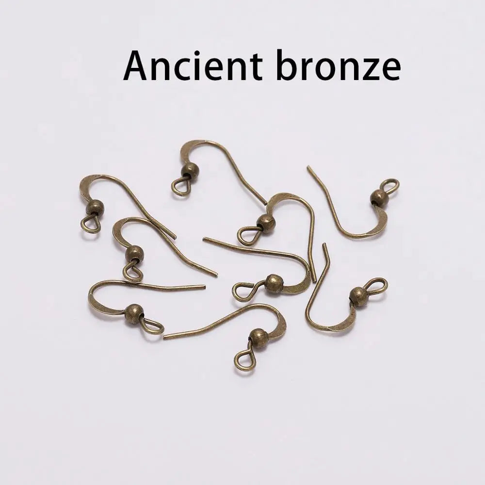 100Pcs 19*18mm Earring Components Hooks Twist Gold Bronze Ear Hook Clasps Earring Wires Findings For DIY Jewelry Making