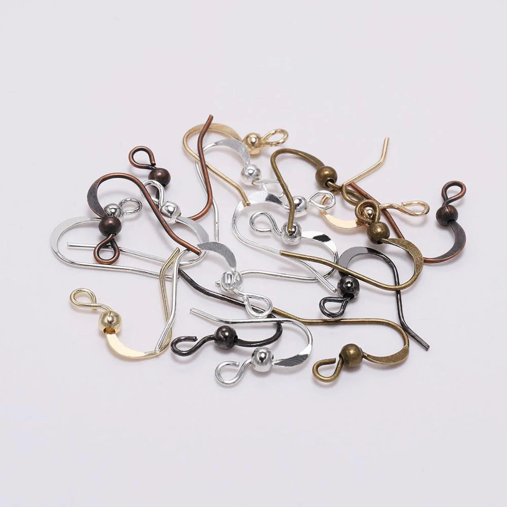 100Pcs 19*18mm Earring Components Hooks Twist Gold Bronze Ear Hook Clasps Earring Wires Findings For DIY Jewelry Making