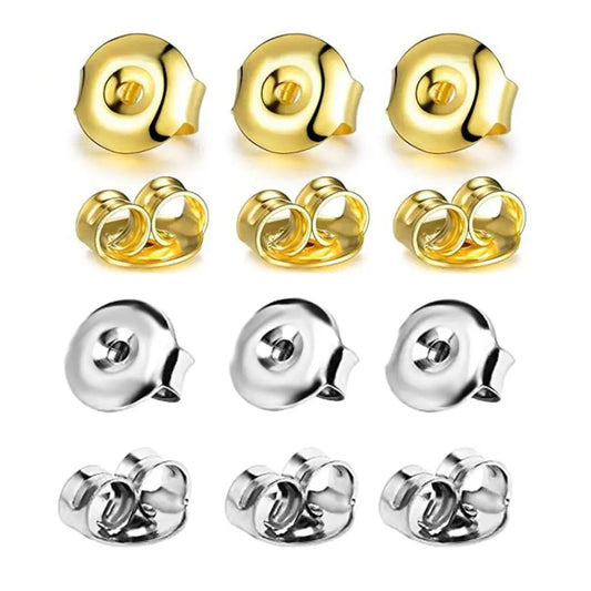 100Pcs 2 Colors Butterfly Earrings Back Stainless Steel Stopper Studs Ear Plugging For Diy Earring Jewelry Findings Accessories