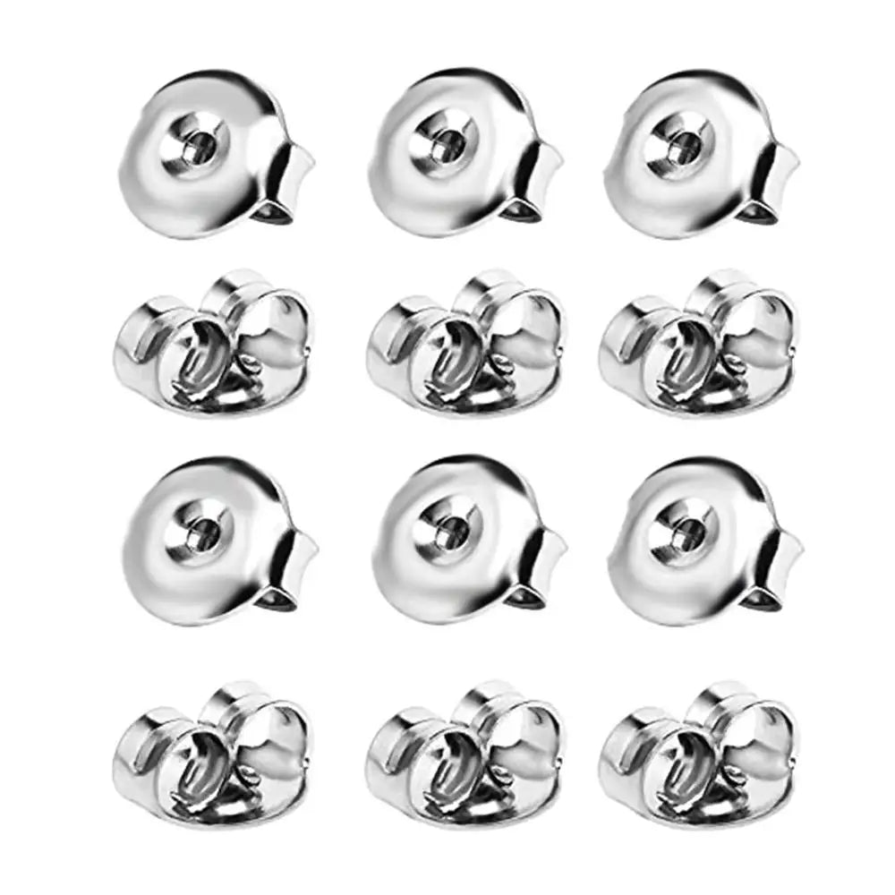 100Pcs 2 Colors Butterfly Earrings Back Stainless Steel Stopper Studs Ear Plugging For Diy Earring Jewelry Findings Accessories