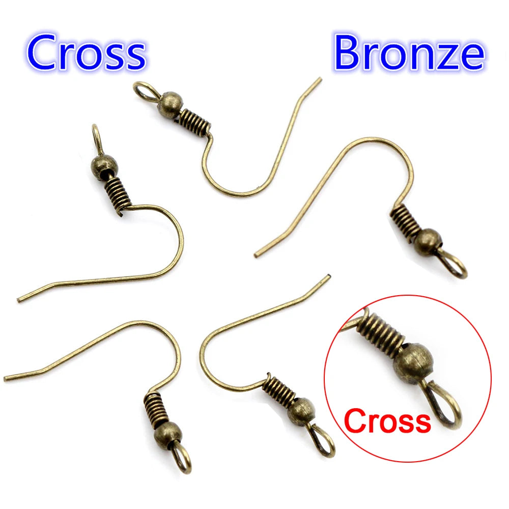 100pcs 20*17mm Gold Antique bronze Ear Hooks Earrings Clasps Findings Earring Wires For Jewelry Making Supplies Wholesale