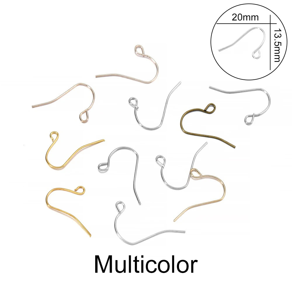 100pcs/lot 20*17mm 10 Color Iron Bead Charms Earring Wires With Ear Hook Earrings Clasp Findings Supplies For Jewelry Making DIY