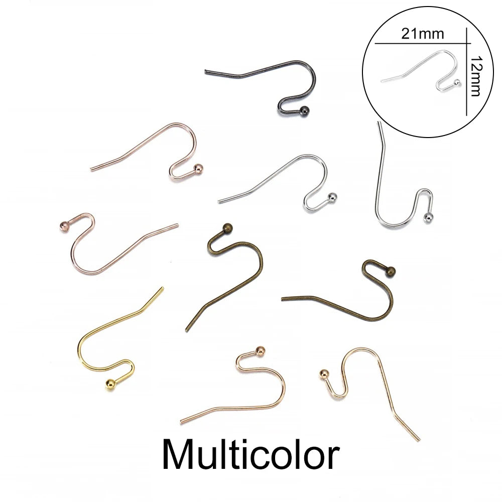 100pcs/lot 20*17mm 10 Color Iron Bead Charms Earring Wires With Ear Hook Earrings Clasp Findings Supplies For Jewelry Making DIY
