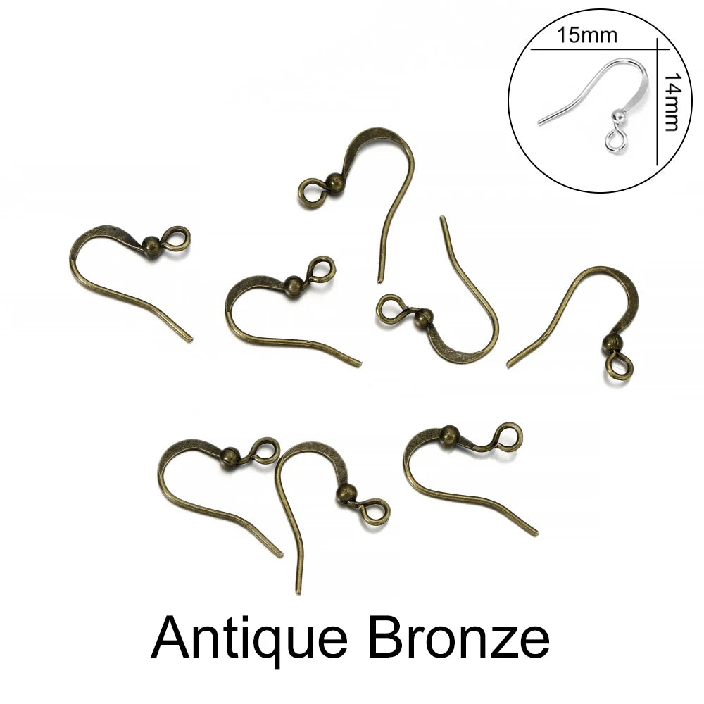 100pcs/lot 20*17mm 10 Color Iron Bead Charms Earring Wires With Ear Hook Earrings Clasp Findings Supplies For Jewelry Making DIY