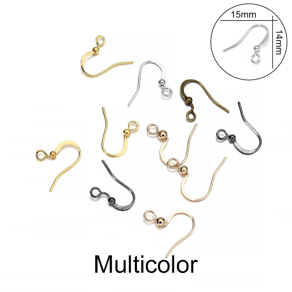 100pcs/lot 20*17mm 10 Color Iron Bead Charms Earring Wires With Ear Hook Earrings Clasp Findings Supplies For Jewelry Making DIY
