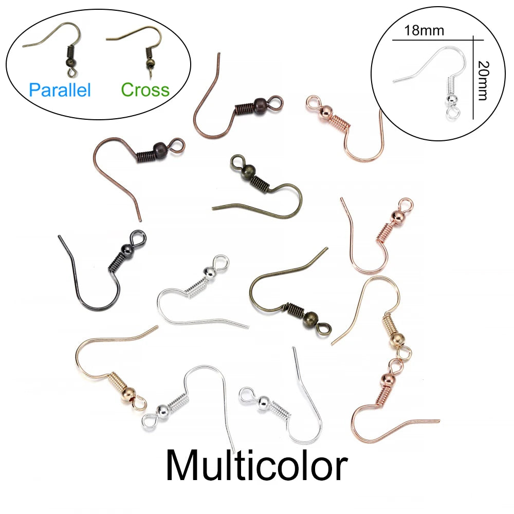 100pcs/lot 20*17mm 10 Color Iron Bead Charms Earring Wires With Ear Hook Earrings Clasp Findings Supplies For Jewelry Making DIY
