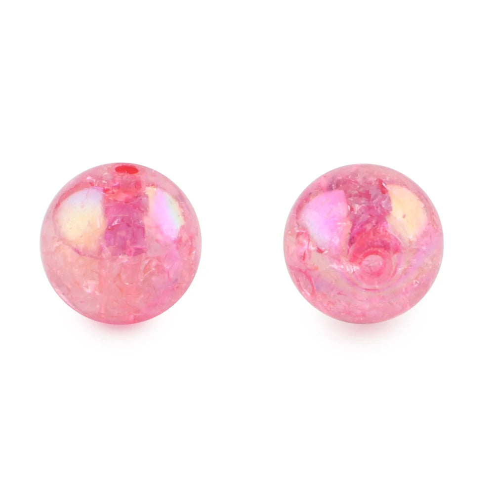 10Pcs 20MM AB Transparent Crackle Beads Round Acrylic Ball Shiny Loose Spacer Beads For Jewelry Making DIY Beadable Accessories