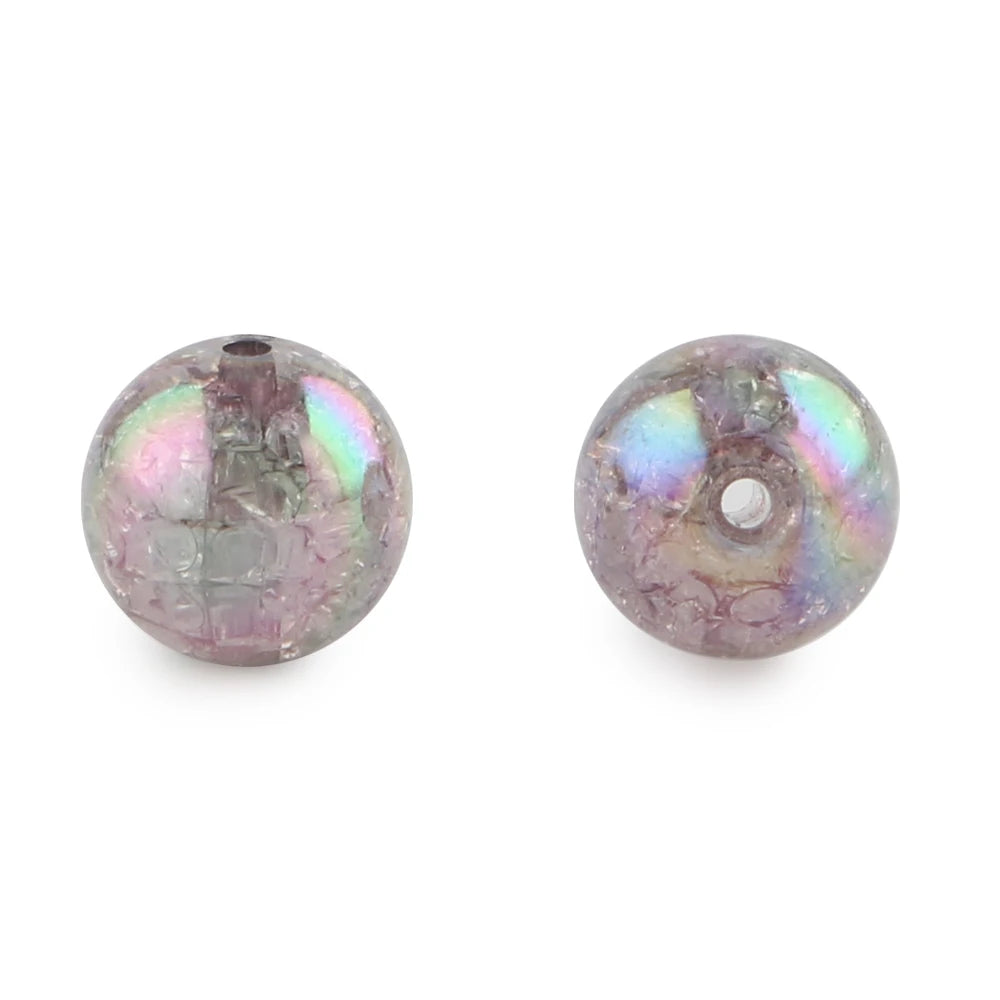 10Pcs 20MM AB Transparent Crackle Beads Round Acrylic Ball Shiny Loose Spacer Beads For Jewelry Making DIY Beadable Accessories