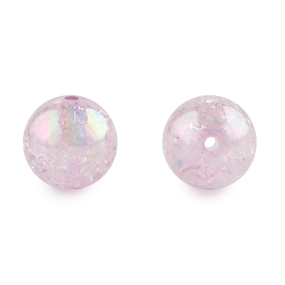 10Pcs 20MM AB Transparent Crackle Beads Round Acrylic Ball Shiny Loose Spacer Beads For Jewelry Making DIY Beadable Accessories