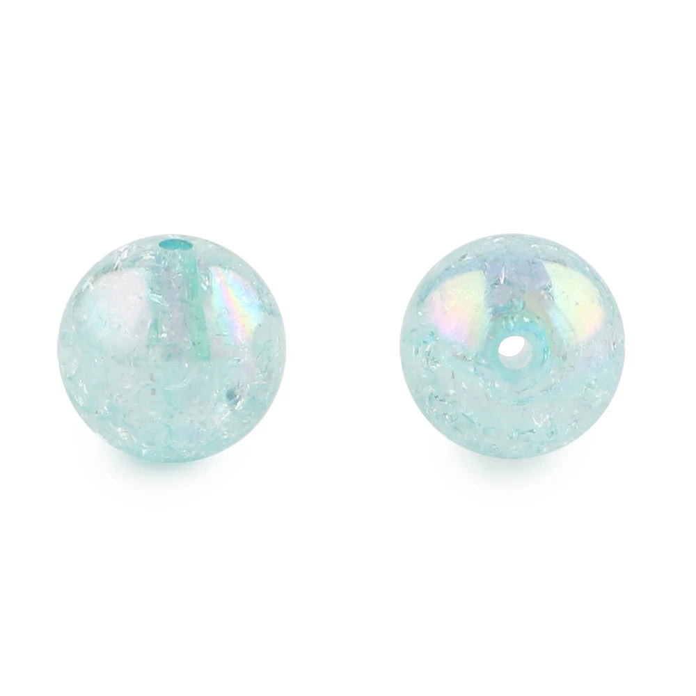 10Pcs 20MM AB Transparent Crackle Beads Round Acrylic Ball Shiny Loose Spacer Beads For Jewelry Making DIY Beadable Accessories