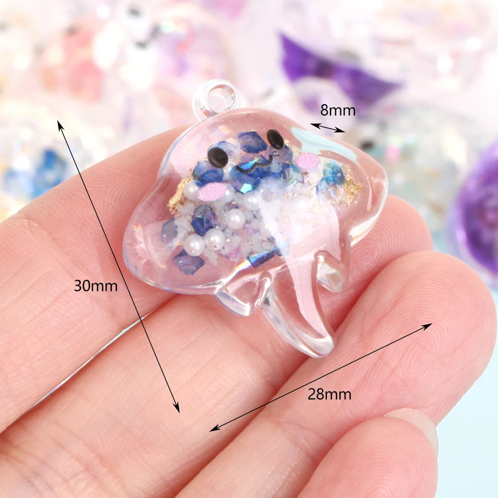 50Pcs/Lot Duck Star Ocean Animal Random Resin Charms Pendant Beads For Jewelry Making Findings DIY Bracelet Earring Accessories