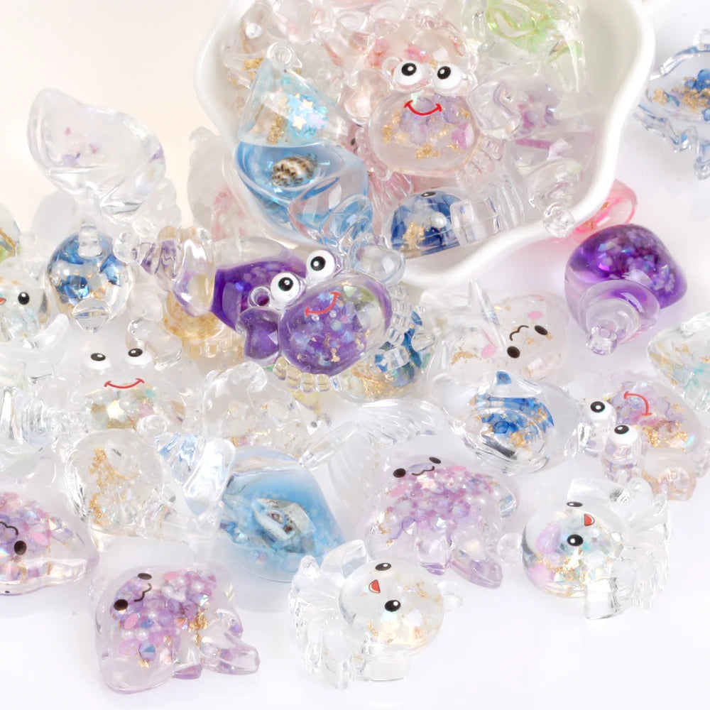 50Pcs/Lot Duck Star Ocean Animal Random Resin Charms Pendant Beads For Jewelry Making Findings DIY Bracelet Earring Accessories