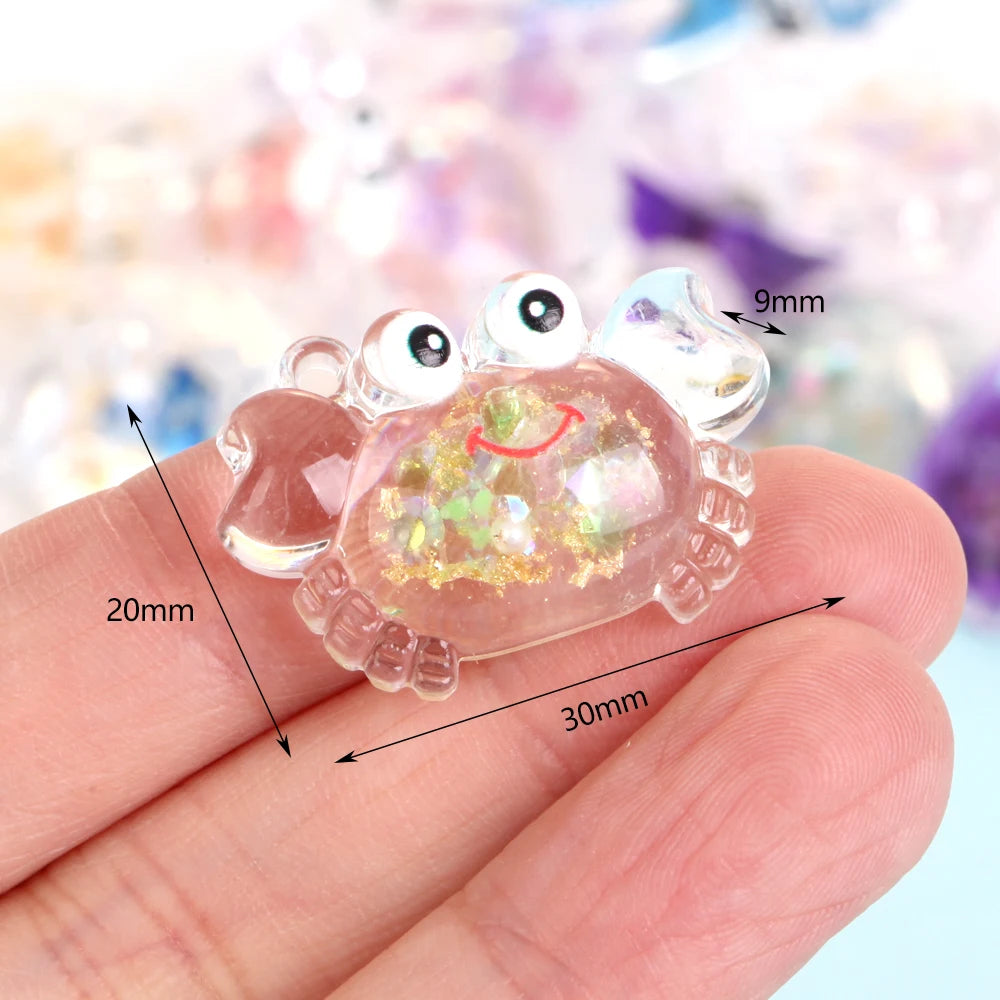 50Pcs/Lot Duck Star Ocean Animal Random Resin Charms Pendant Beads For Jewelry Making Findings DIY Bracelet Earring Accessories
