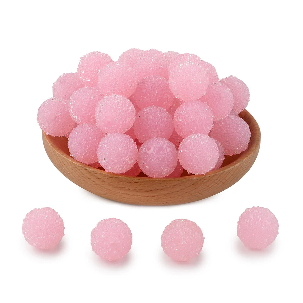 10Pcs Resin Ball Round Acrylic Beads Sugar Sand Pasting Process Fashion For Jewelry Making DIY Handmade Bracelets Accessories