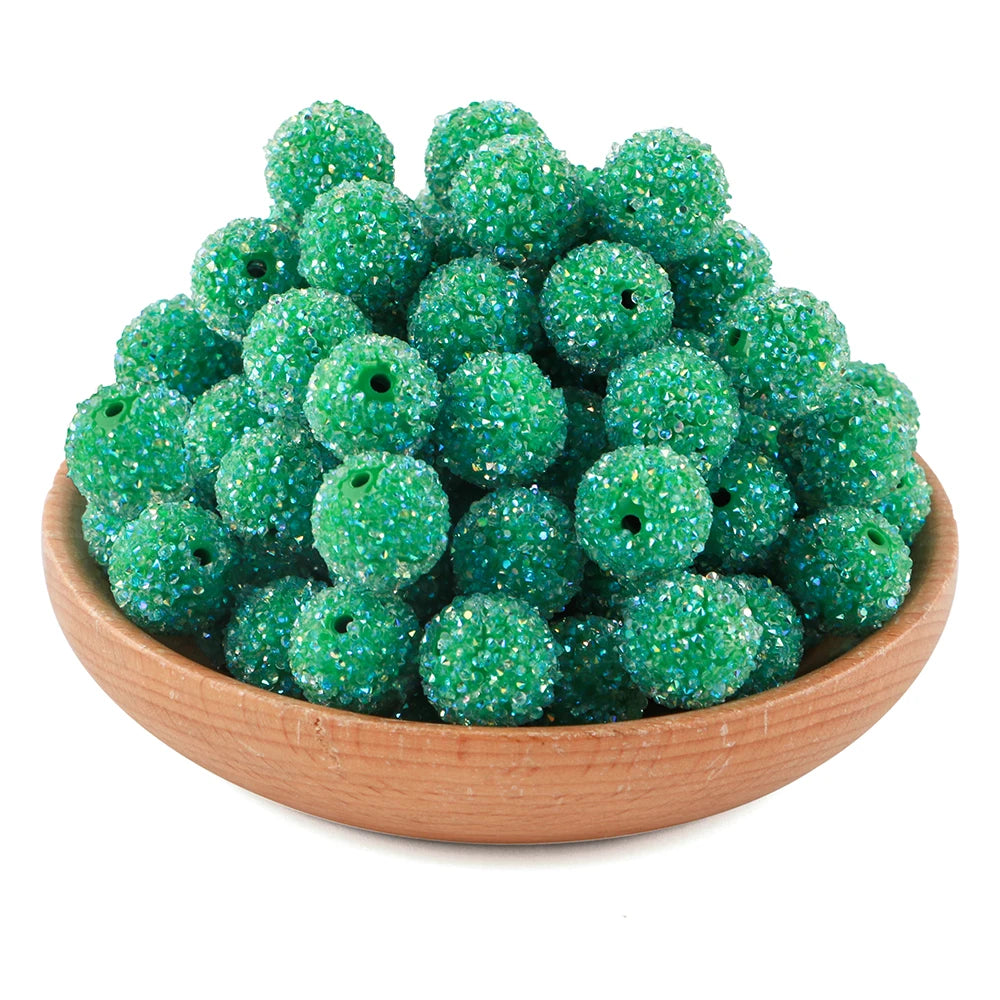 10Pcs Resin Ball Round Acrylic Beads Sugar Sand Pasting Process Fashion For Jewelry Making DIY Handmade Bracelets Accessories