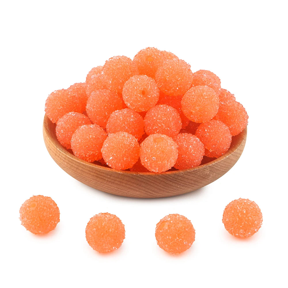 10Pcs Resin Ball Round Acrylic Beads Sugar Sand Pasting Process Fashion For Jewelry Making DIY Handmade Bracelets Accessories