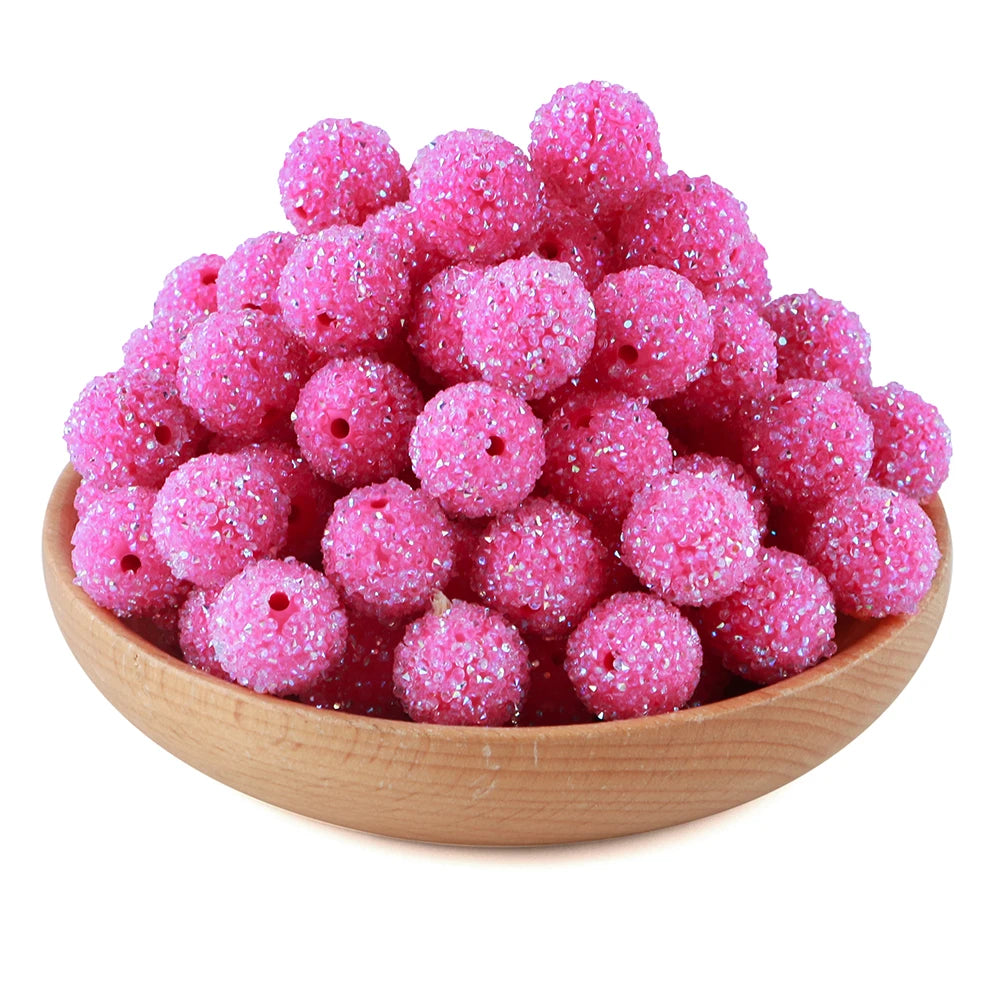 10Pcs Resin Ball Round Acrylic Beads Sugar Sand Pasting Process Fashion For Jewelry Making DIY Handmade Bracelets Accessories