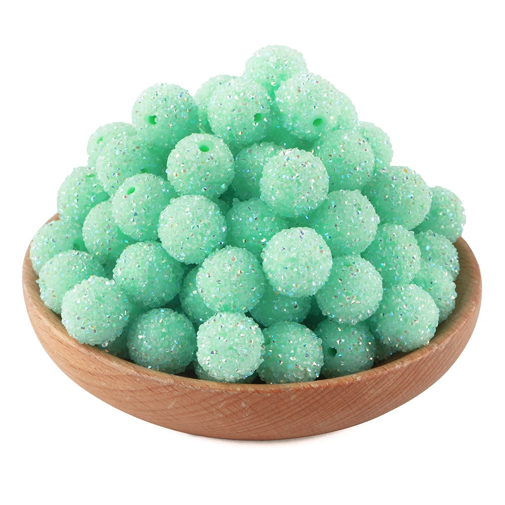 10Pcs Resin Ball Round Acrylic Beads Sugar Sand Pasting Process Fashion For Jewelry Making DIY Handmade Bracelets Accessories