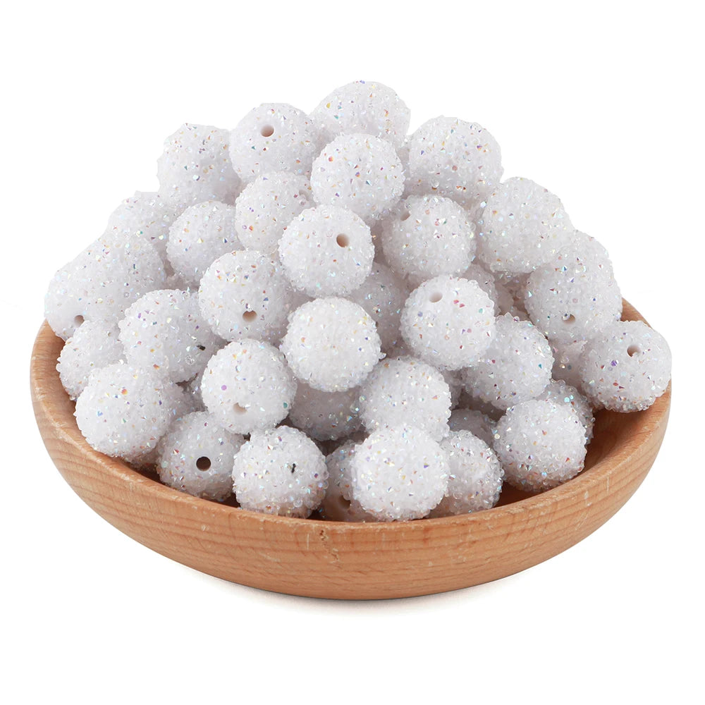 10Pcs Resin Ball Round Acrylic Beads Sugar Sand Pasting Process Fashion For Jewelry Making DIY Handmade Bracelets Accessories