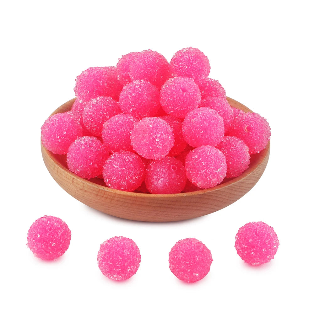 10Pcs Resin Ball Round Acrylic Beads Sugar Sand Pasting Process Fashion For Jewelry Making DIY Handmade Bracelets Accessories