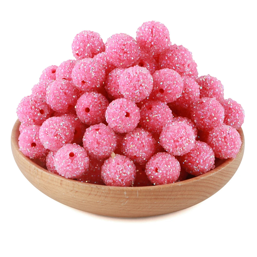 10Pcs Resin Ball Round Acrylic Beads Sugar Sand Pasting Process Fashion For Jewelry Making DIY Handmade Bracelets Accessories