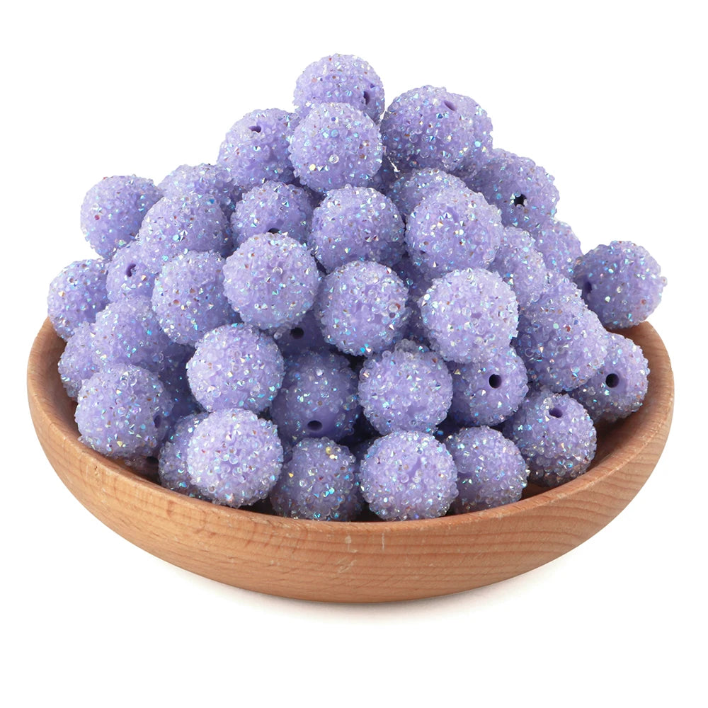10Pcs Resin Ball Round Acrylic Beads Sugar Sand Pasting Process Fashion For Jewelry Making DIY Handmade Bracelets Accessories