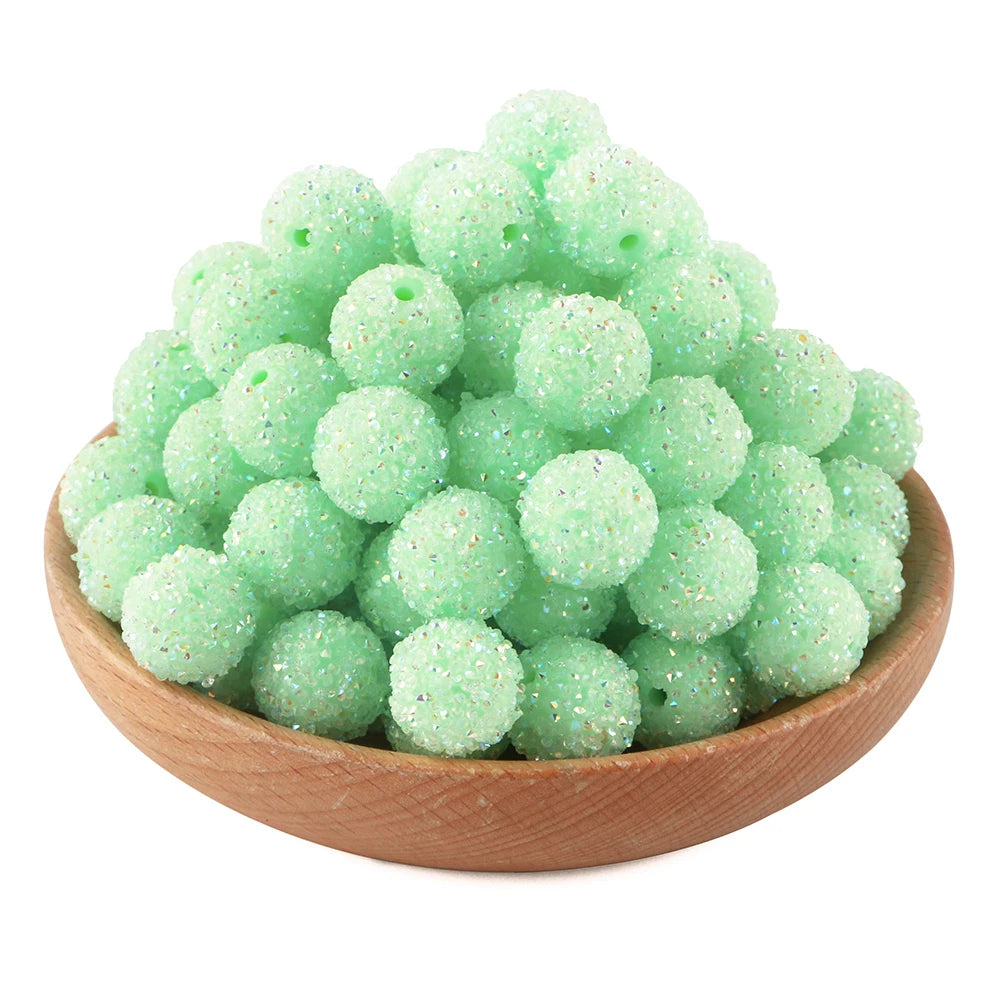 10Pcs Resin Ball Round Acrylic Beads Sugar Sand Pasting Process Fashion For Jewelry Making DIY Handmade Bracelets Accessories