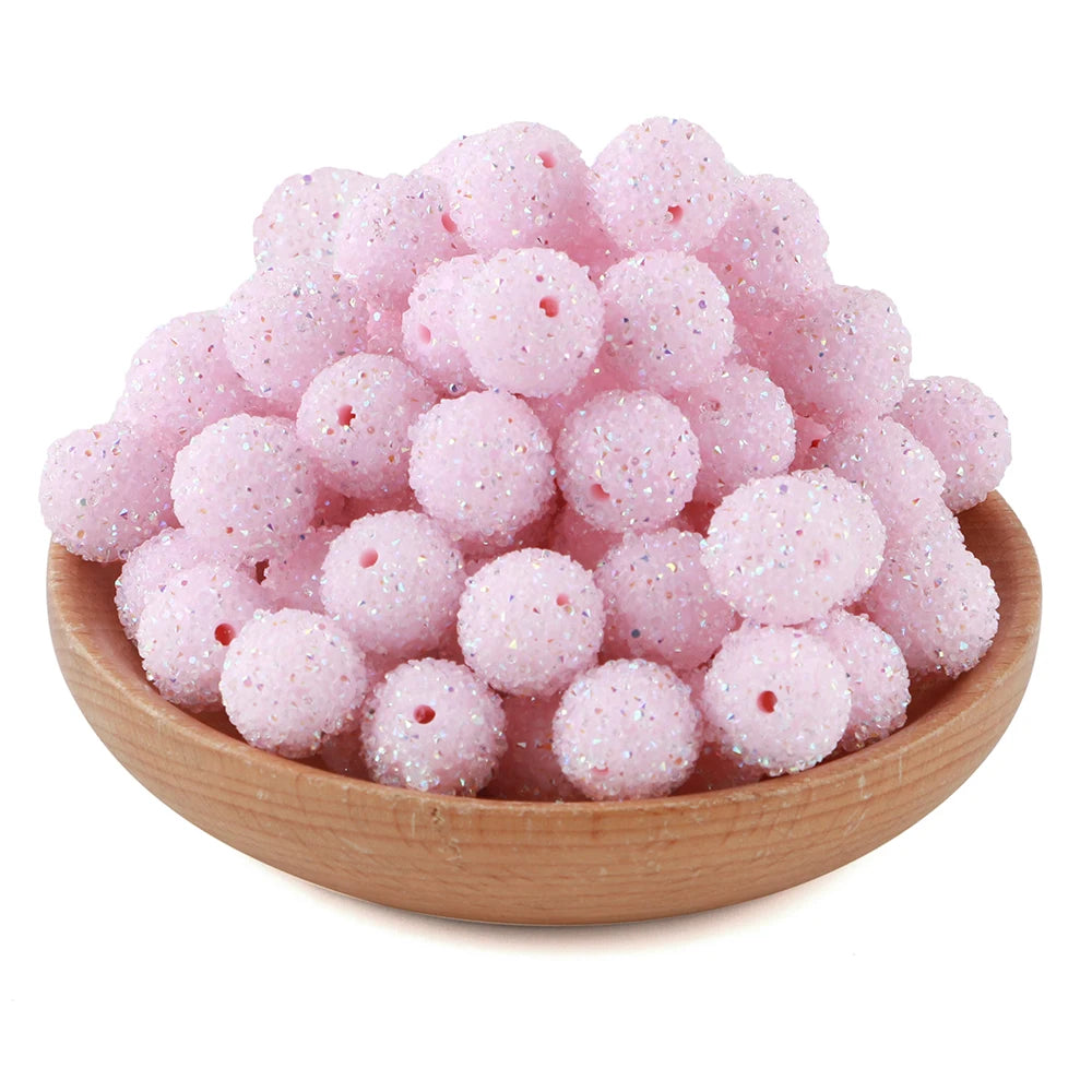 10Pcs Resin Ball Round Acrylic Beads Sugar Sand Pasting Process Fashion For Jewelry Making DIY Handmade Bracelets Accessories