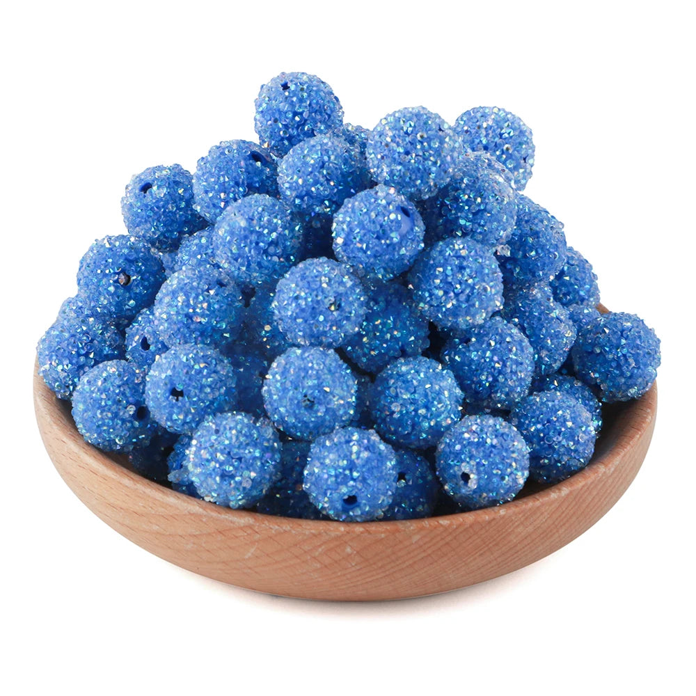 10Pcs Resin Ball Round Acrylic Beads Sugar Sand Pasting Process Fashion For Jewelry Making DIY Handmade Bracelets Accessories