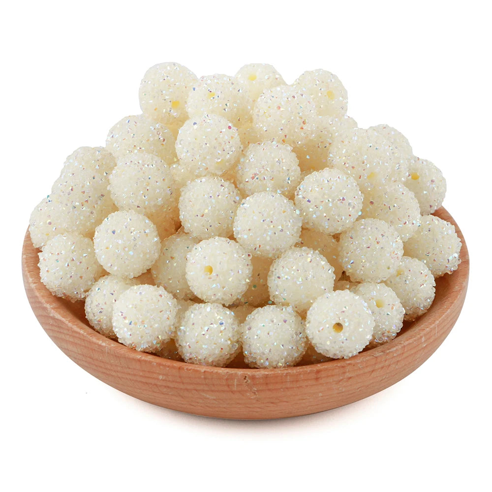 10Pcs Resin Ball Round Acrylic Beads Sugar Sand Pasting Process Fashion For Jewelry Making DIY Handmade Bracelets Accessories