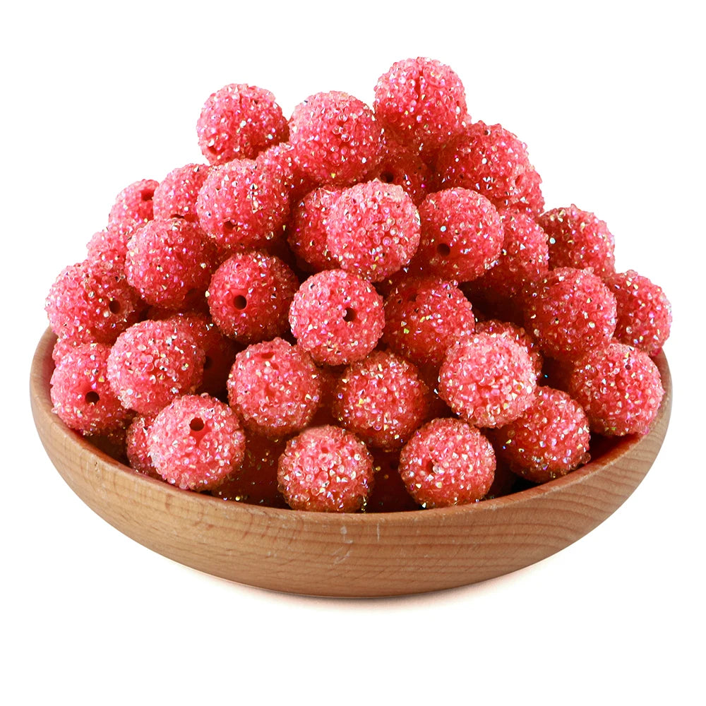 10Pcs Resin Ball Round Acrylic Beads Sugar Sand Pasting Process Fashion For Jewelry Making DIY Handmade Bracelets Accessories