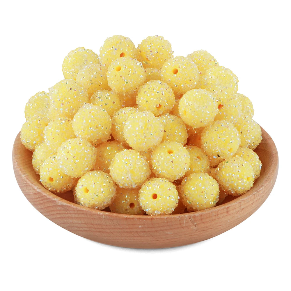 10Pcs Resin Ball Round Acrylic Beads Sugar Sand Pasting Process Fashion For Jewelry Making DIY Handmade Bracelets Accessories
