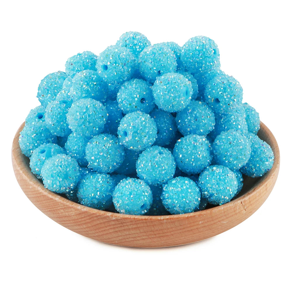 10Pcs Resin Ball Round Acrylic Beads Sugar Sand Pasting Process Fashion For Jewelry Making DIY Handmade Bracelets Accessories