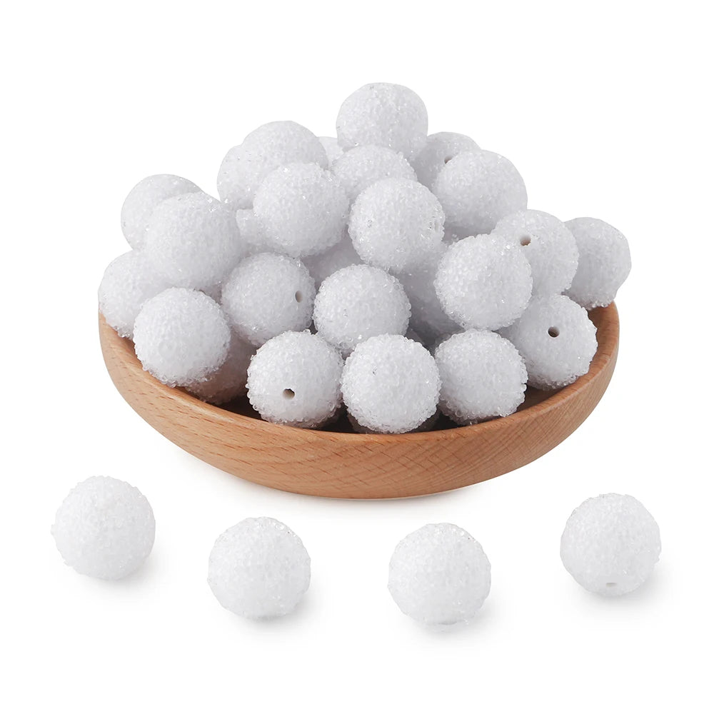 10Pcs Resin Ball Round Acrylic Beads Sugar Sand Pasting Process Fashion For Jewelry Making DIY Handmade Bracelets Accessories