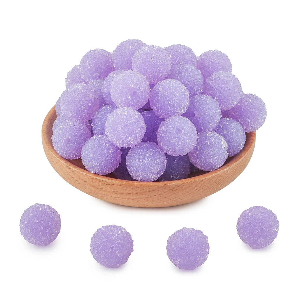 10Pcs Resin Ball Round Acrylic Beads Sugar Sand Pasting Process Fashion For Jewelry Making DIY Handmade Bracelets Accessories