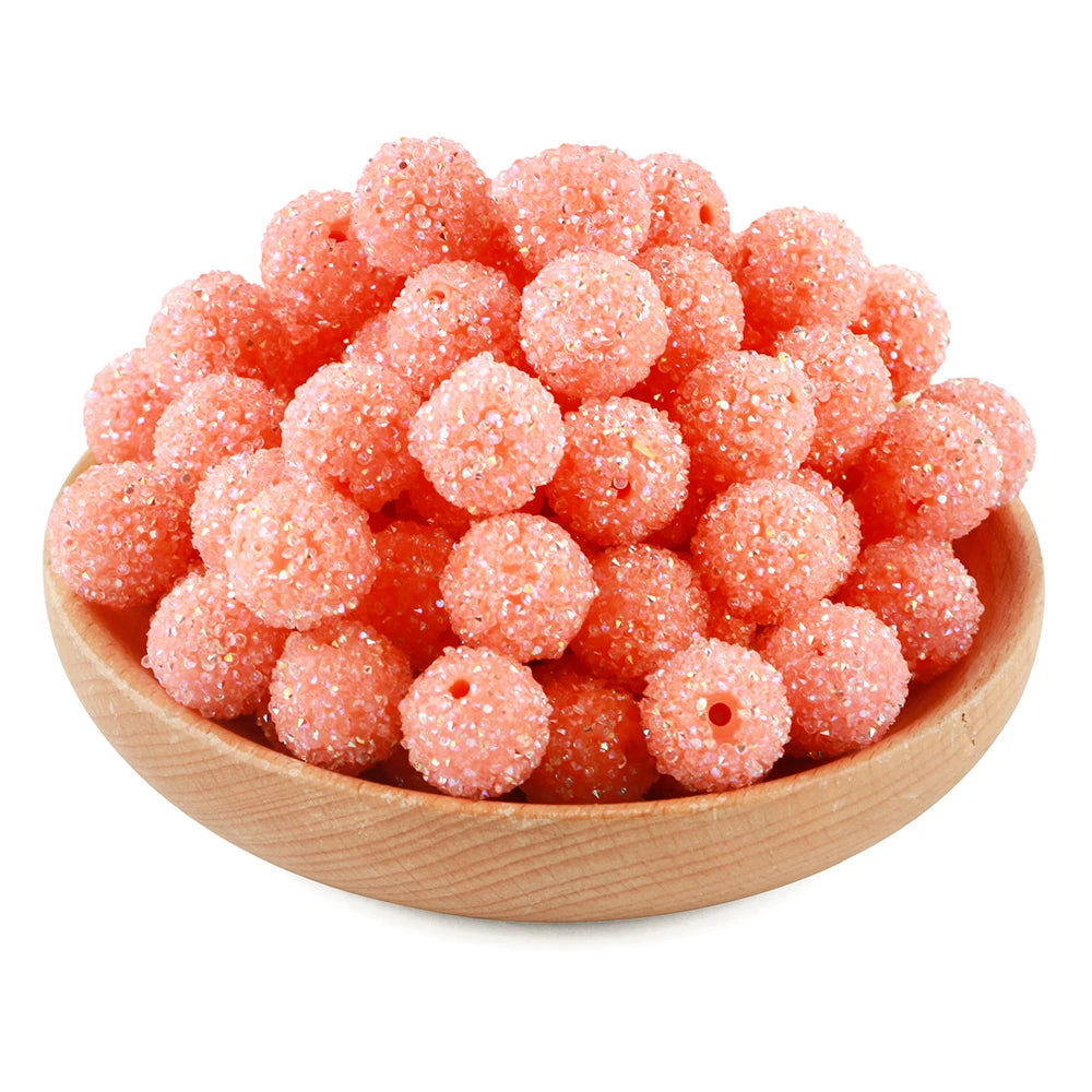10Pcs Resin Ball Round Acrylic Beads Sugar Sand Pasting Process Fashion For Jewelry Making DIY Handmade Bracelets Accessories
