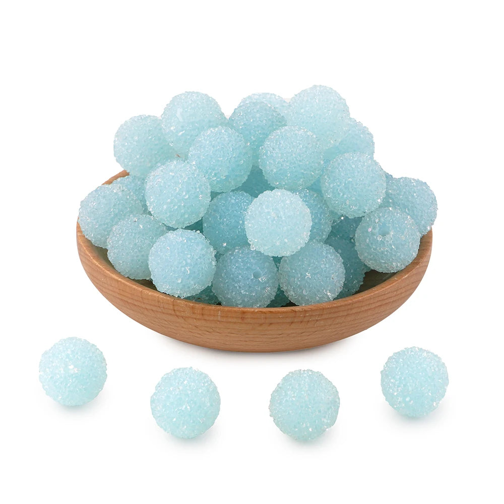 10Pcs Resin Ball Round Acrylic Beads Sugar Sand Pasting Process Fashion For Jewelry Making DIY Handmade Bracelets Accessories