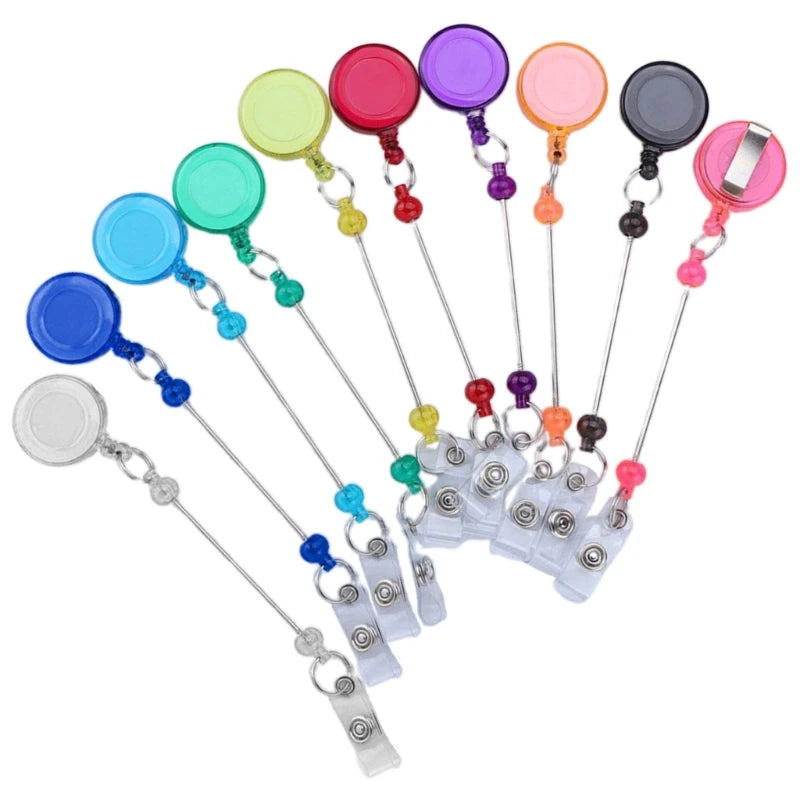 10pcCustomizable Beadable Keyring Stylish Beaded Keychain with Retractable Clasp