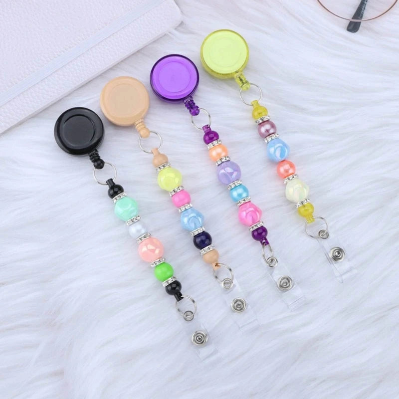 10pcCustomizable Beadable Keyring Stylish Beaded Keychain with Retractable Clasp