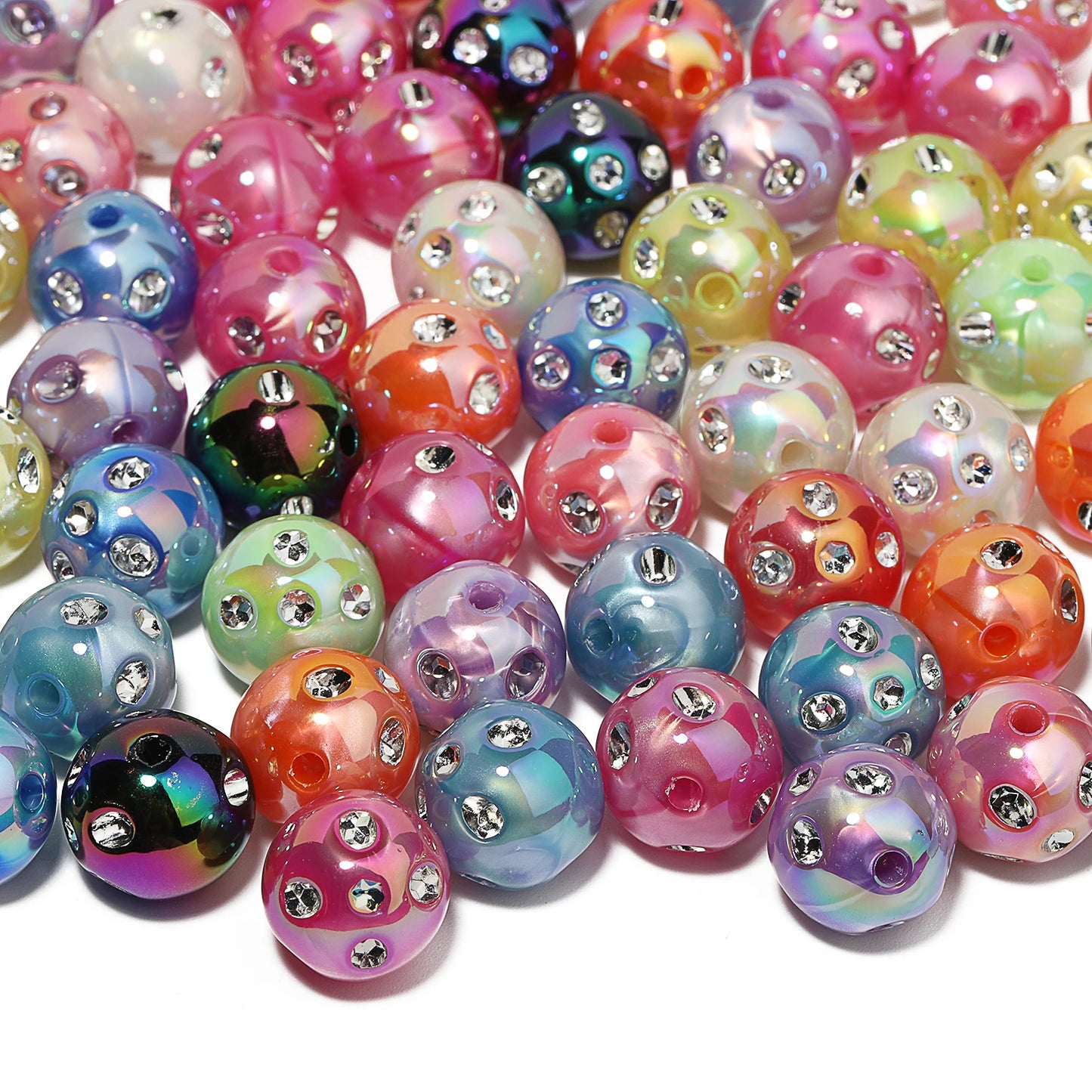 100pcs 15mm Mixed Color Rhinestone Acrylic Beads DIY Pen Design Spacer Bead for Jewelry Making DIY Bracelets Crafts Supplies
