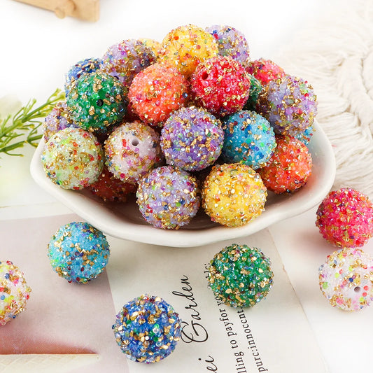 50pcs 20mm Resin Dazzling Colors Beads Fashion Acrylic Beads For DIY Pen Bracelet Jewelry Keychain Making Decoration Accessory